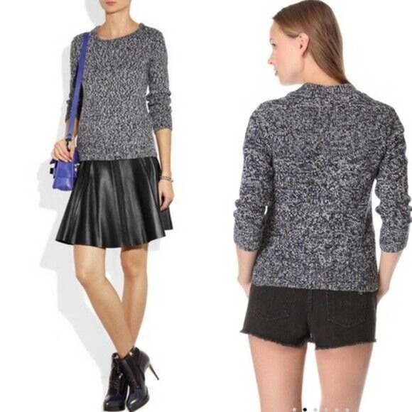 Rag & Bone Hoist Cashmere Blend Marled Sweater Navy White Gray Long Slee… - Picture 1 of 6